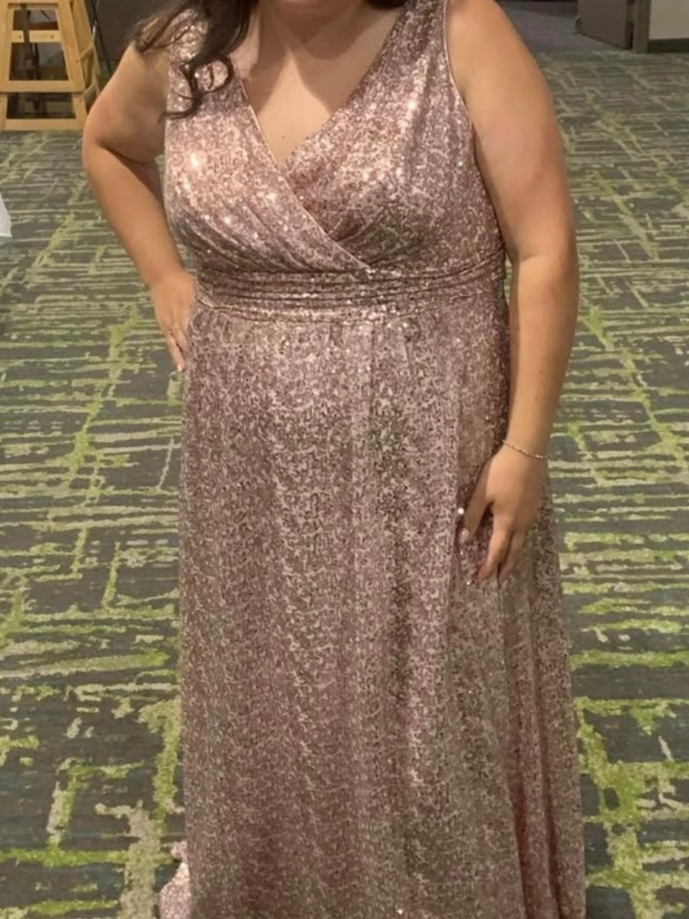 David’s Bridal | Rose Gold Sequin Bridesmaid Dress | Size 18